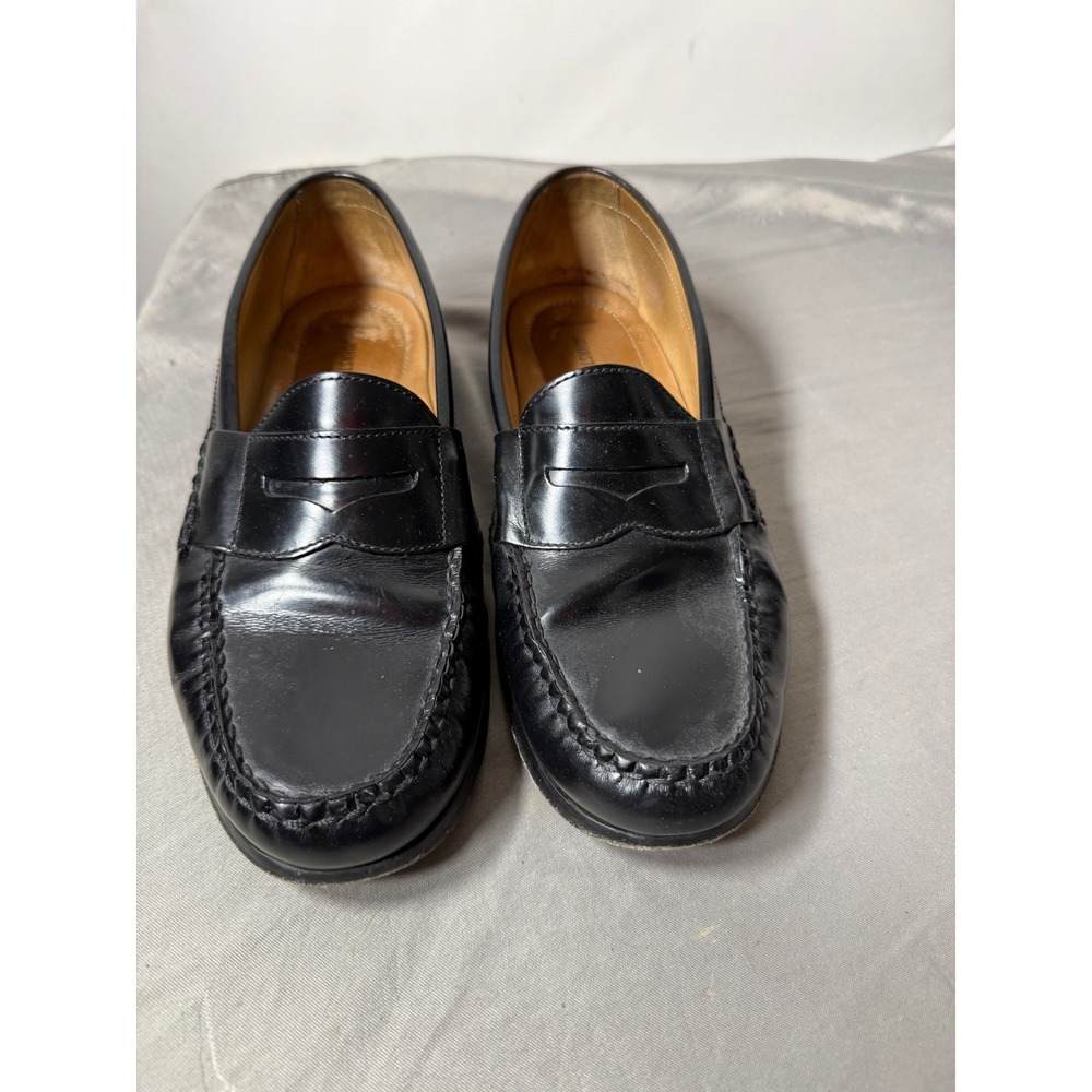 Johnston & Murphy Mens 9.5 Black Leather Penny Loafers Pro-Flex Dress Shoes